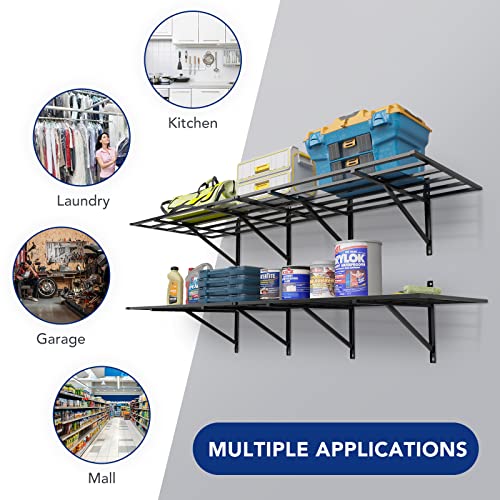 FLEXIMOUNTS 2x6ft Heavy Duty Garage Storage Shelving,1600lbs Weight Capacity, 2-Pack Wall Shelf Garage Organization System, 24-inch-by-75-inch Garage Storage Rack Floating Shelves