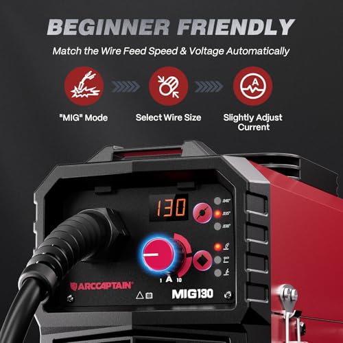 ARCCAPTAIN MIG Welder, 200Amp 6 in 1 Gas MIG/Gasless Flux Core MIG/Stick/Lift TIG/Spot welding/Spool Gun 110V/220V Aluminum Multi Process Welding Machine with LED Digital Display, Burn Back Adjustment
