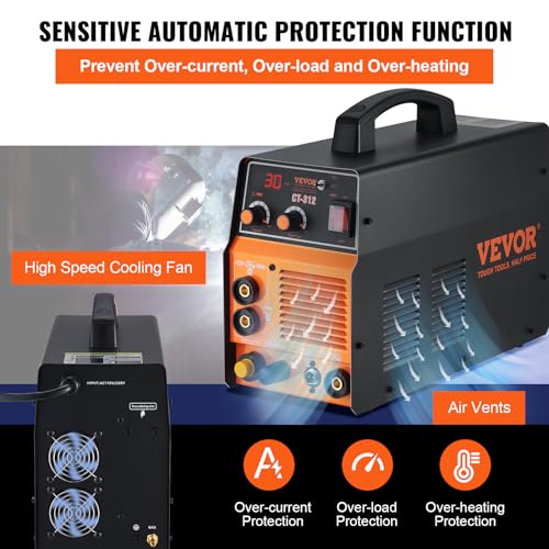 VEVOR 3 in 1 Plasma Cutter Welder Machine, CT-312 TIG/MMA Plasma Cutter Combo Machine, 30A Plasma Cutter, 120Amp TIG Welder and 120A Stick Welder, Digital 110/220V Dual Voltage IGBT Inverter