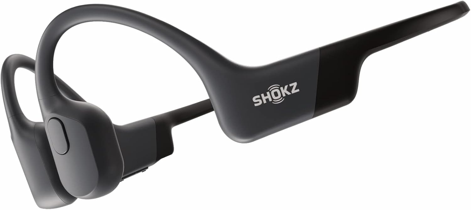 Shokz OpenRun - Open-Ear Bluetooth Bone Conduction Sport Headphones - Sweat Resistant Wireless Earphones for Workouts and Running - Built-in Mic, with Headband (Red)