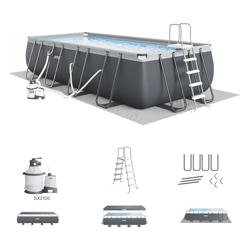 Intex 18' x 9' x 52" Ultra XTR Rectangular Frame Swimming Pool Set with Pump - Above Ground Backyard Large Rectangle Pool with 45-Inch Deep Water