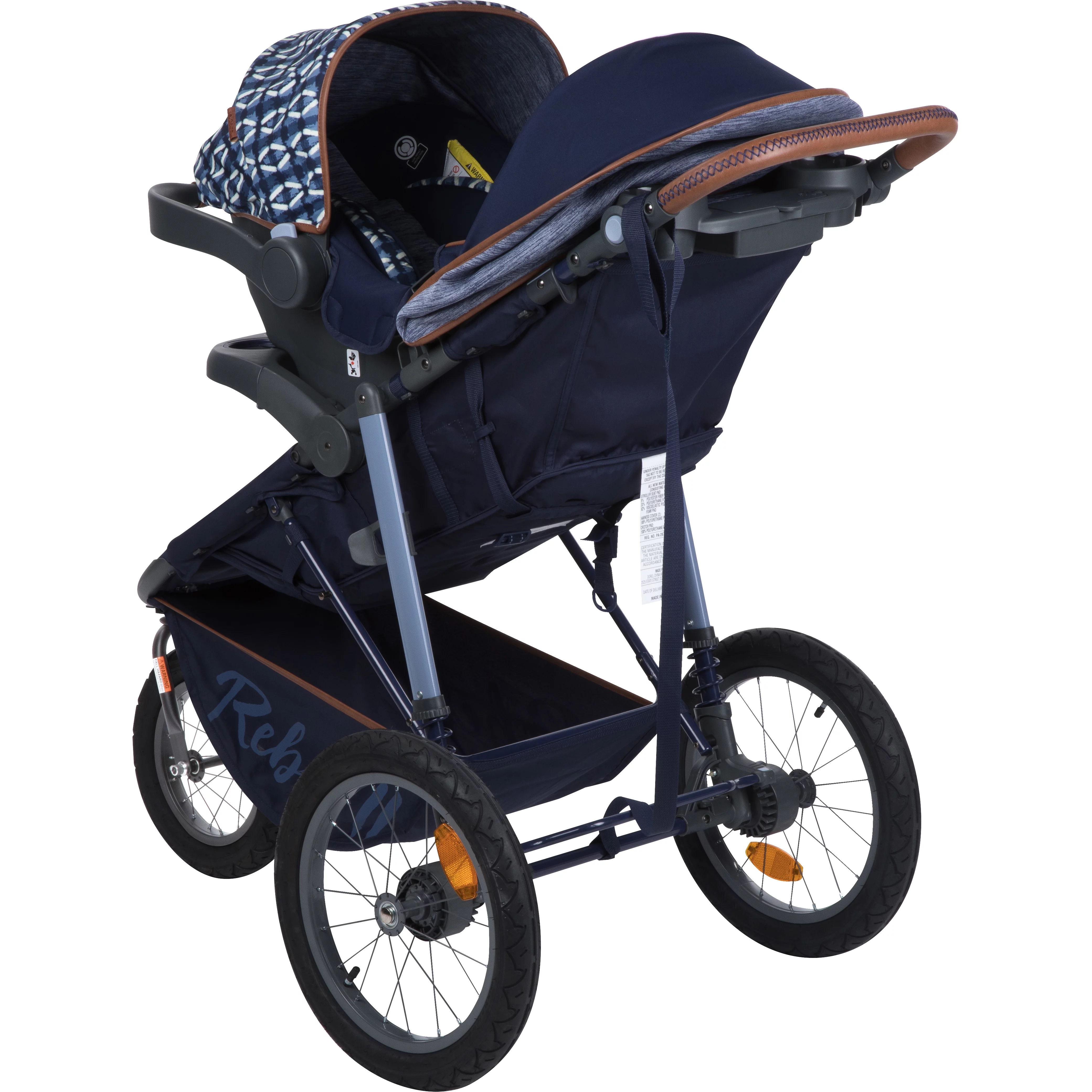 Monbebe Rebel II Complete Jogging Travel System Stroller with Rear-Facing Infant Car Seat, Boho