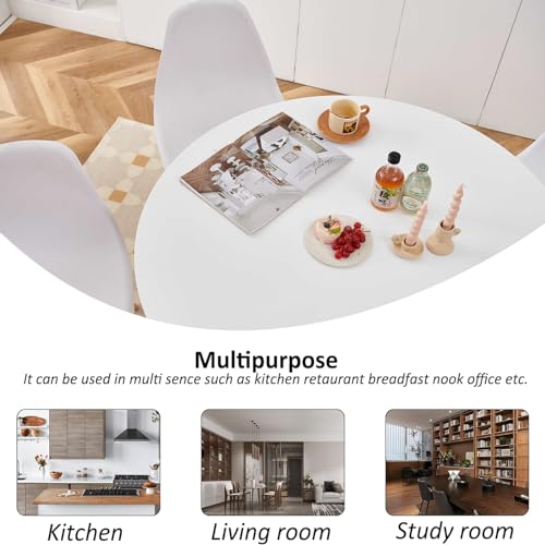 Round Dining Table for 4, Mid Century Modern 42" Faux Wood Round Dining Room Table, Round Kitchen Table for Dining Living Room, Office, Small Spaces