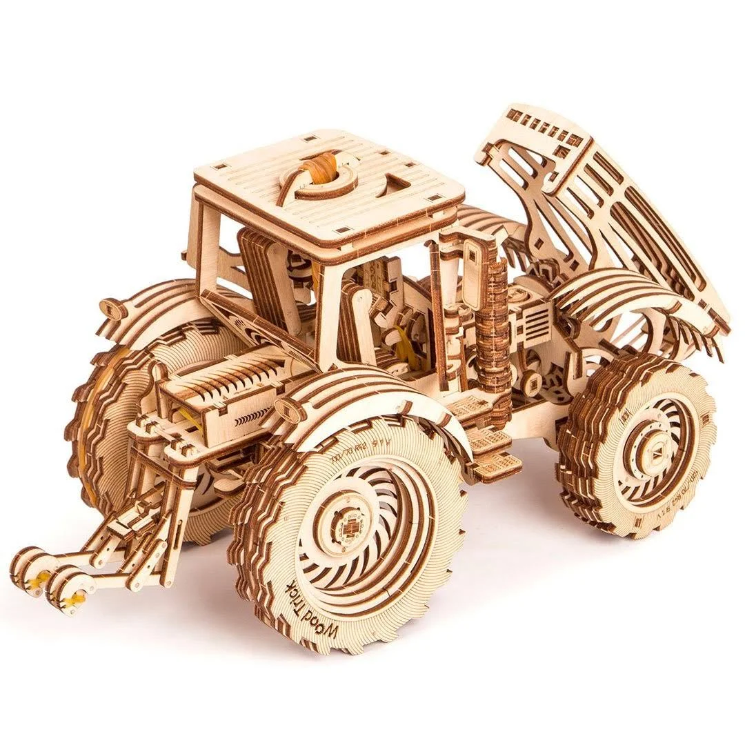 Tractor - 3D Wooden Mechanical Model Kit by WoodTrick.