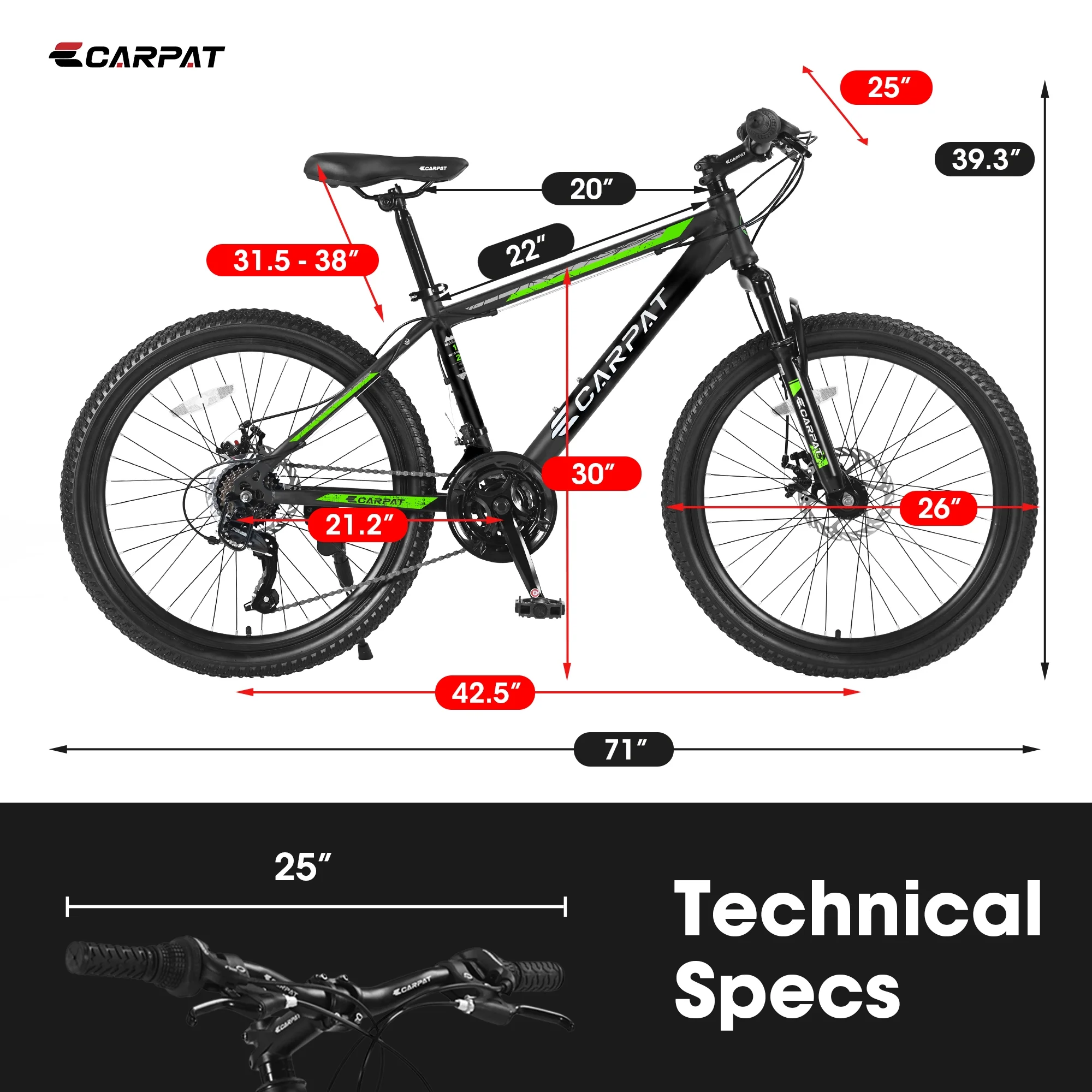 CHAMPIERRE 24 inch Boys Bike, Mountain Bike for Man and Woman, Shimano 21 Speed Bicycle for Boys and Girls,Orange