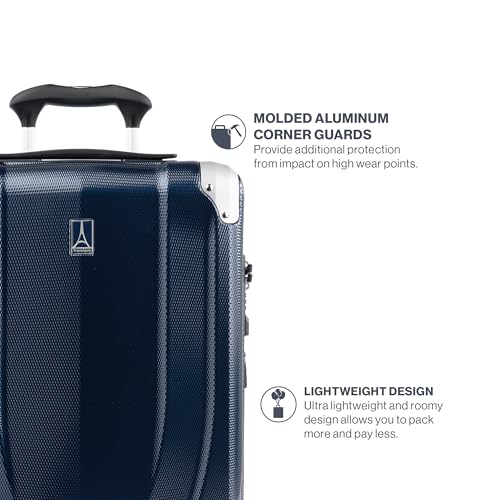 Travelpro Pathways 3 Hardside Expandable Luggage, 8 Spinner Wheels, Lightweight Hard Shell Suitcase, Carry On 21 Inch, Black Knight