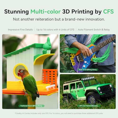 Creality Hi Combo Multicolor 3D Printer with CFS, 500mm/s High Speed Printing,Full-auto Leveling, Automatic Filament Reading, Fully Assemble, Silent Mode 3D Printers 10.24×10.24×11.81 inch