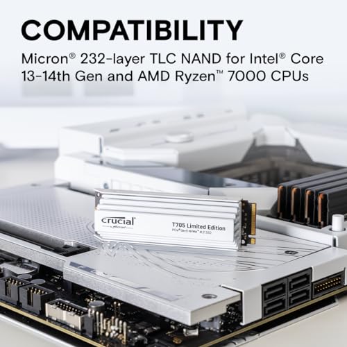 Crucial T705 2TB PCIe Gen5 NVMe M.2 SSD - Up to 14,500 MB/s - Game Ready - Internal Solid State Drive (PC) - +1mo Adobe CC - CT2000T705SSD3