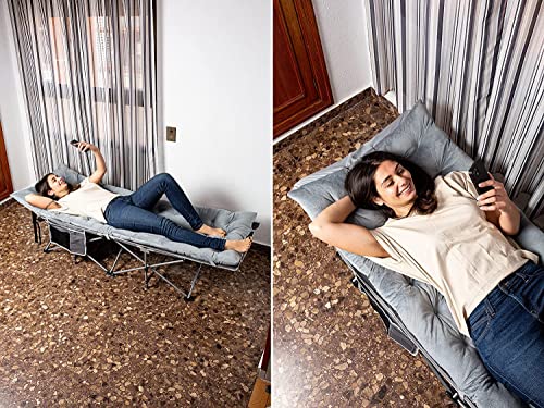 Zento Camping Cot and Mattress Folding Outdoor Travel Bed 2 Pack - Heavy Duty Max Load 450 LBS Premium Quality Cot Bed with Pad for Comfort Sleeping for Travel Home and Anytime Use