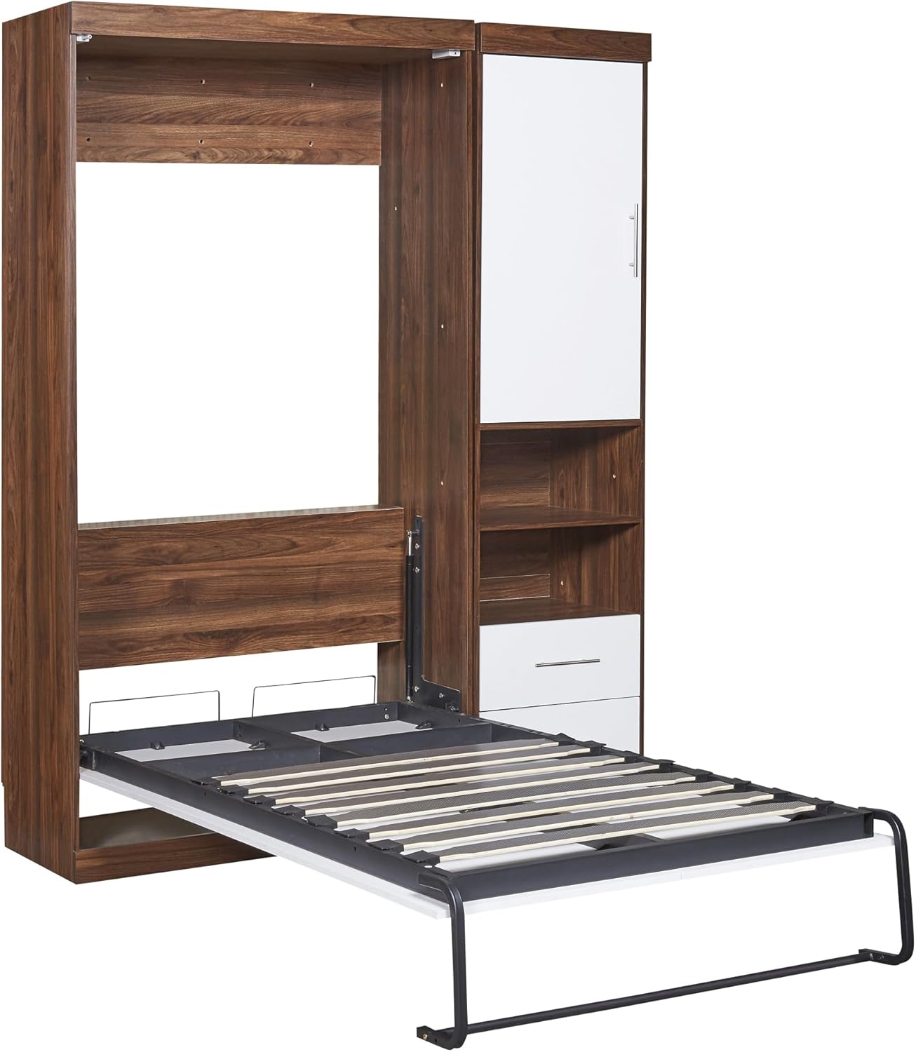 Murphy Cabinet Bed, Multi-Functional Night & Day Furniture, Twin Size Murphy Bed Wall Bed with Cabinet, Mobile Cabinet Bed Murphy Chest Bed, Space-Saving Folding Murphy Bed(Gray)