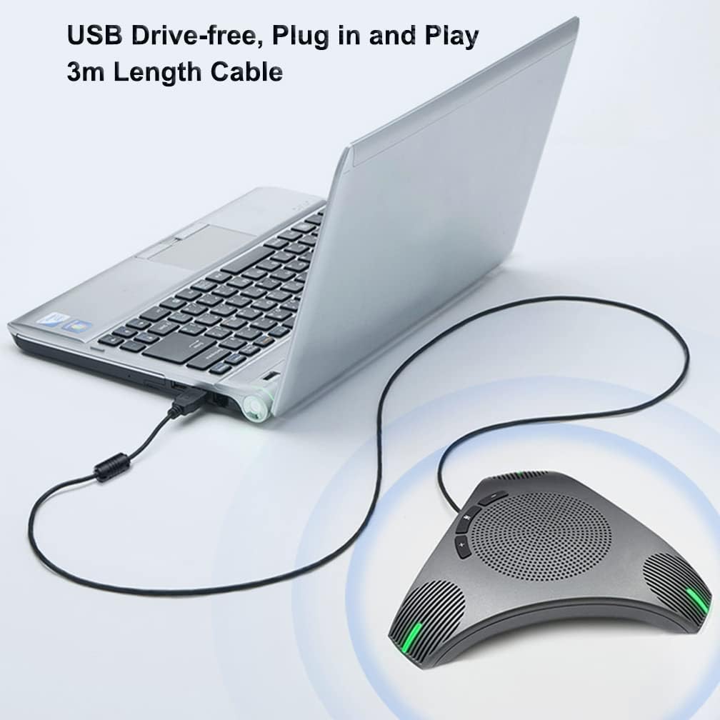 Conference Microphone USB Conference Speaker, Omnidirectional Microphone with Noise Reduction and Echo Cancellation for 8-10 People Business Conference, Home Office,Compatible with Leading Platforms