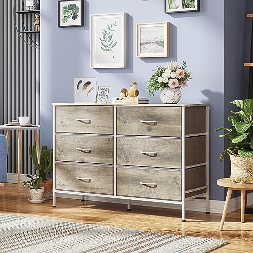 WLIVE 9 Drawer Dressers, Modern Large Wood Dresser Chest for Bedroom Organize with Sturdy Metal Handle, TV Stand for 75 inch TV, Living Room Office, Hallway, Ball Bearing Slide, Grey Oak (63" W)