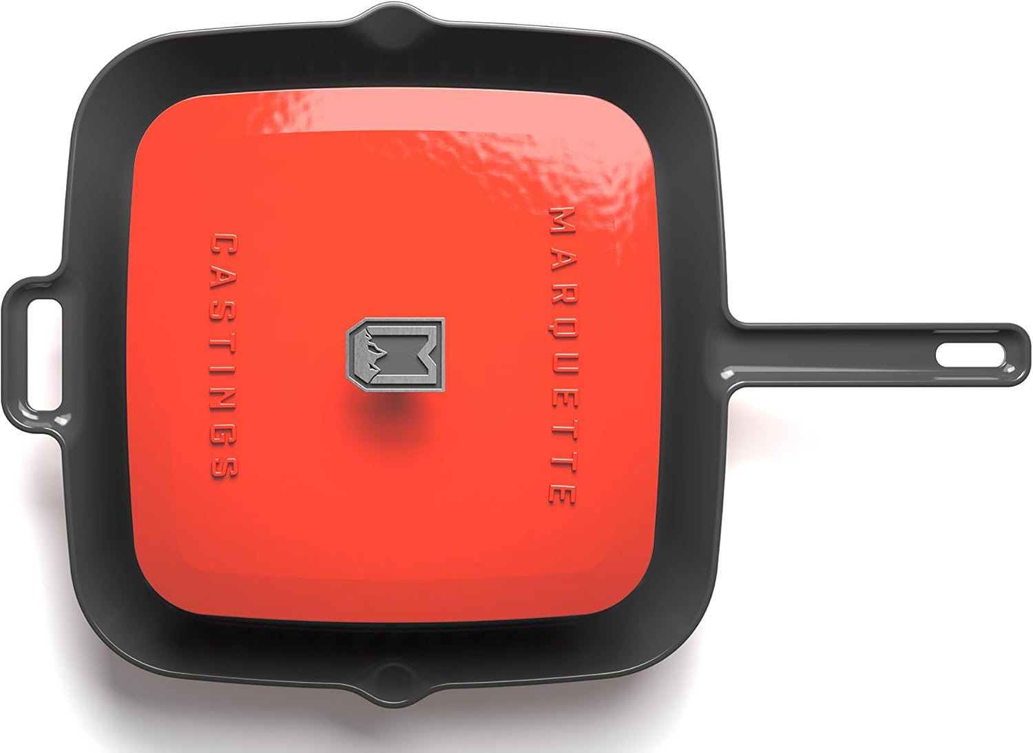 Marquette Castings Enameled Grill Pan with Press (Iron Red)