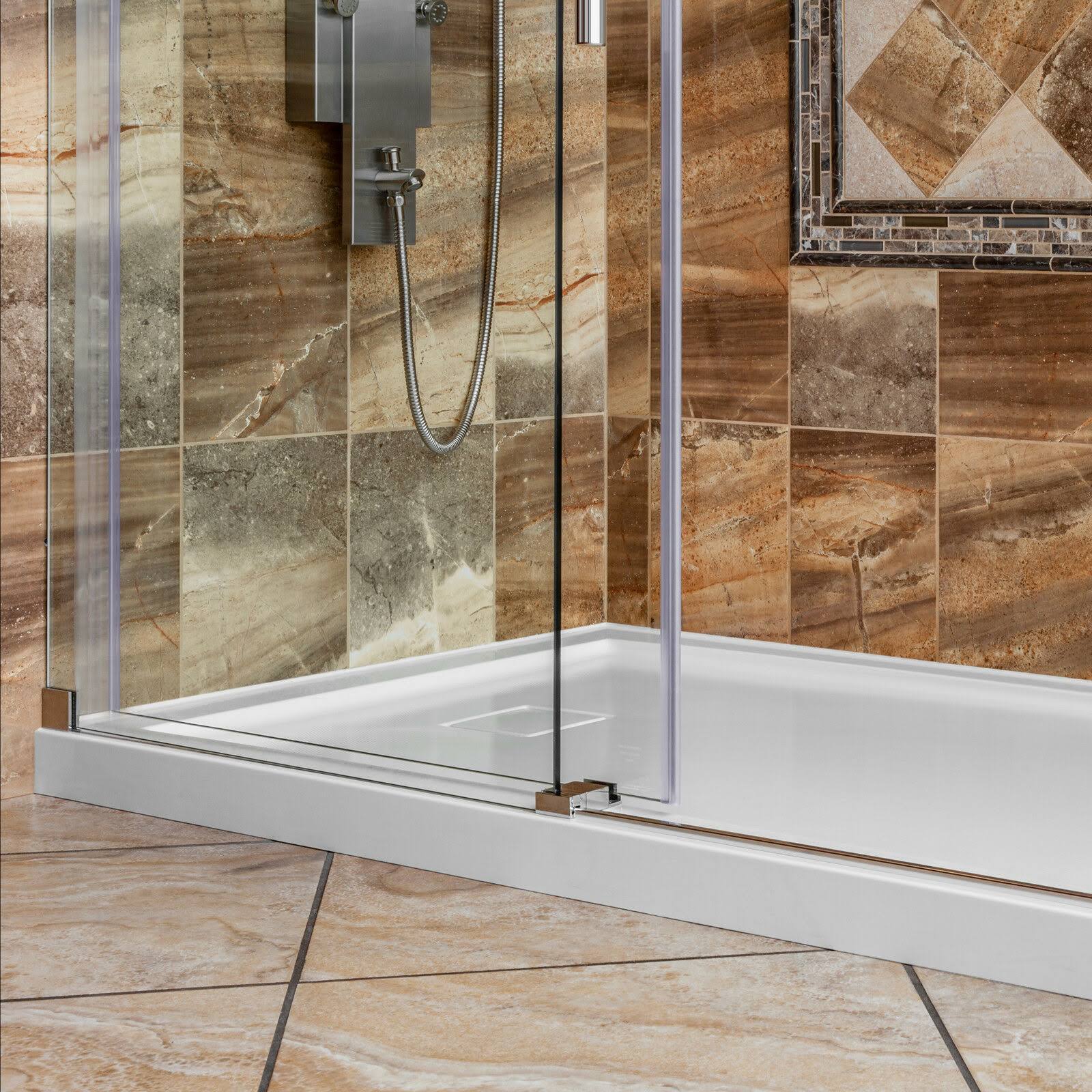 LessCare 60 x 32 Right Double Threshold Shower Pan Base Wall Corner Left Drain