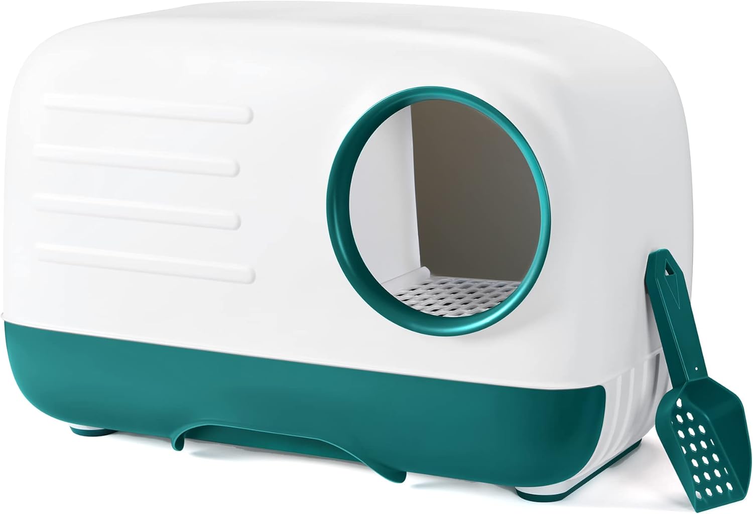 Petament Cat Litter Box,Fully Enclosed Litter Box Holds Odors,Prevents Urine and Litter Leakage,Assembly Free,Easy to Clean Stylish Litter Box Furniture with Pull-Out Litter Tray and Litter Scoop