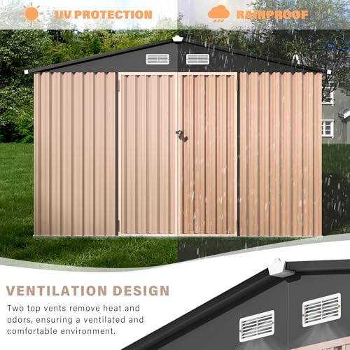 All-Weather Resin Shed with Window, Outdoor Plastic Garden Shed with Lockable Door and Vents, Outdoor Resin Storage Sheds for Tool, Bike, Backyard, Patio