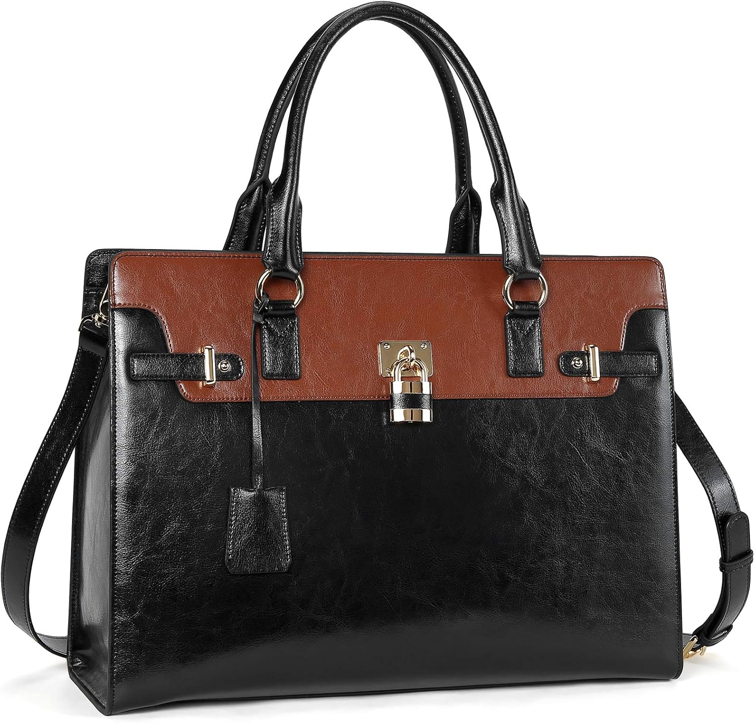 BOSTANTEN Briefcase for Women Leather Laptop Handbag 15.6 Inch Computer Bag Shoulder Work Tote Stylish