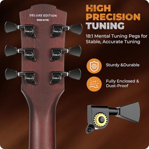 Fesley 39" LP Electric Guitar Kit: Full Size Solid Body Electric Guitars for Beginners with Humbucker Pickups, Poplar Body, Mahogany Neck,22 Frets,6 String Guitar with Gig Bag,Cable,FLP350,Matte,Black