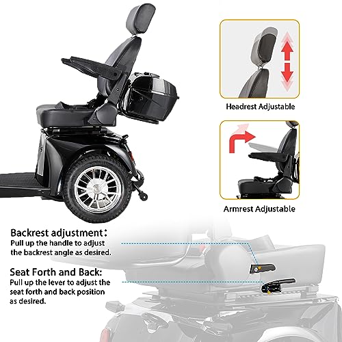 Mobility Scooters for Seniors & Adults Heavy Duty 4 Wheel Electric Powered Mobility Scooter 330lbs Capacity All Terrain Mobile Scooter Wheelchair Device for Travel w/Long Range Battery Remote Keys
