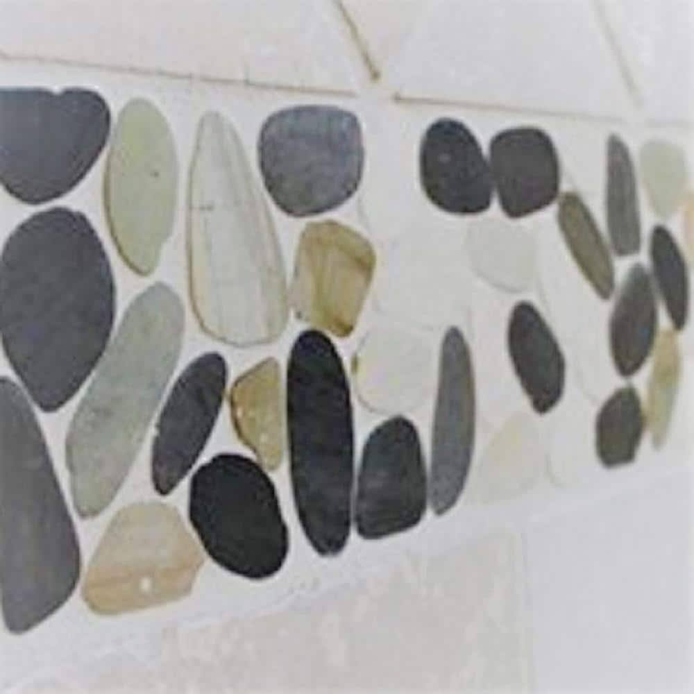 Rain Forest 12 in. x 12 in. White, Grey and Tan Honed Sliced Pebble Floor and Wall Tile (5.0 Sq. ft. / case), Mixed