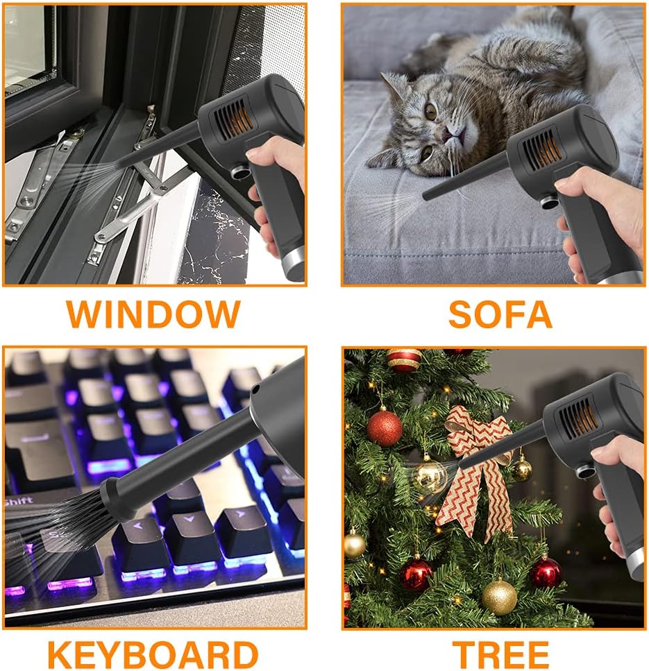 Cordless Air Duster, Blower & Vacuum 2 in 1, Compressed Air Duster, Portable Handheld Electronics Air Duster, Power 77000 RPM Motor, 10000 PA Suction, for Keyboard Car Computer Toys.