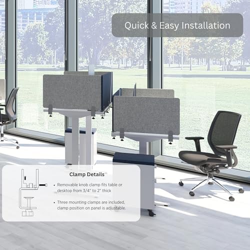VaRoom - Desk Divider; Sound Proof Dividers - Privacy Shields for Student Desks and Desk Privacy Panels. Cubicle Wall, Desk Divider for Students and Office Divider (Light Grey, 48" W x 18”H)