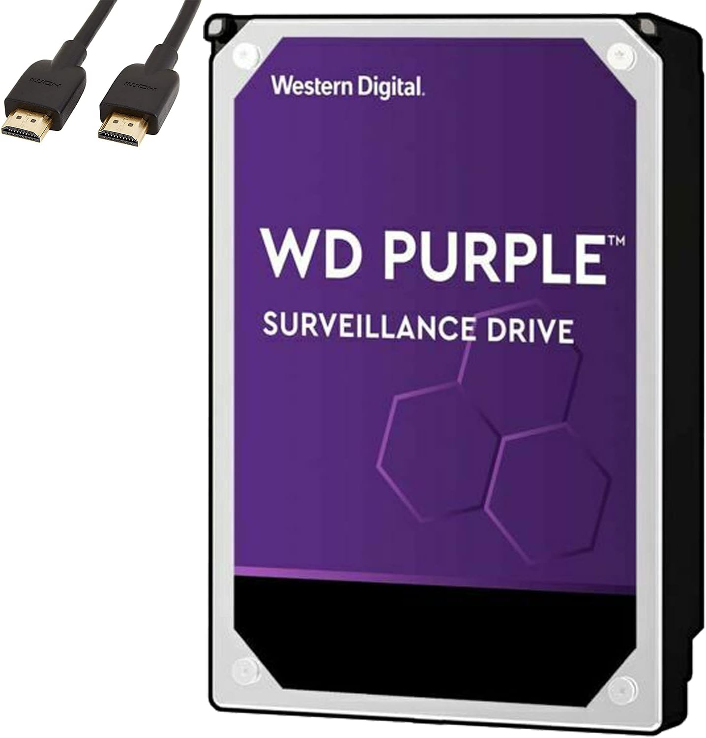 Western Digital - WD 8TB Purple Surveillance Internal Hard Drive - 7200 RPM Class, SATA 6 Gb/s, 256MB Cache, 3.5, Crypto Chia Mining - WD82PURZ - BROAGE HDMI Cable