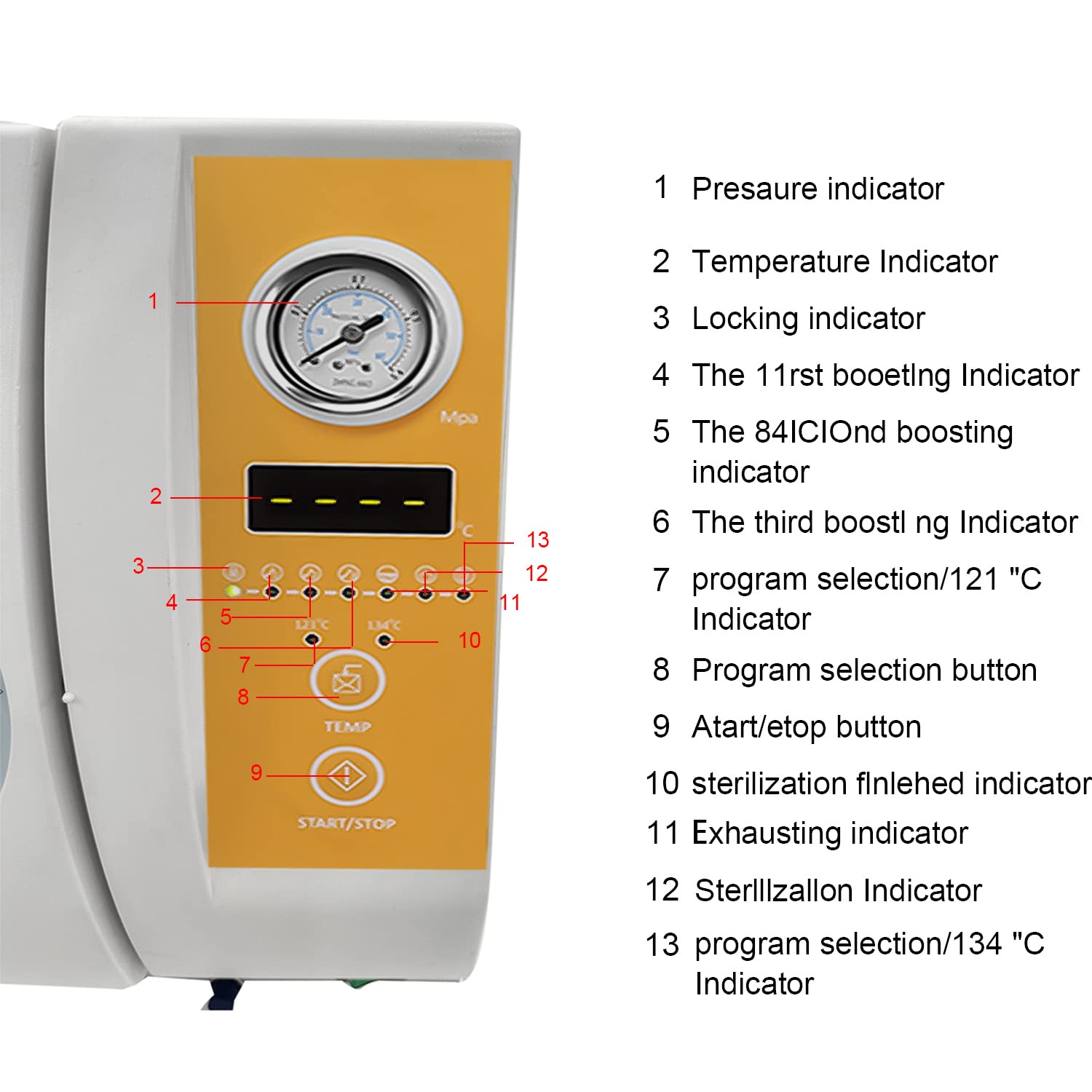 1800W Digital Display Autoclave N Standard 16L with Water Tank Small Lab Steam Sterilization Autoclave