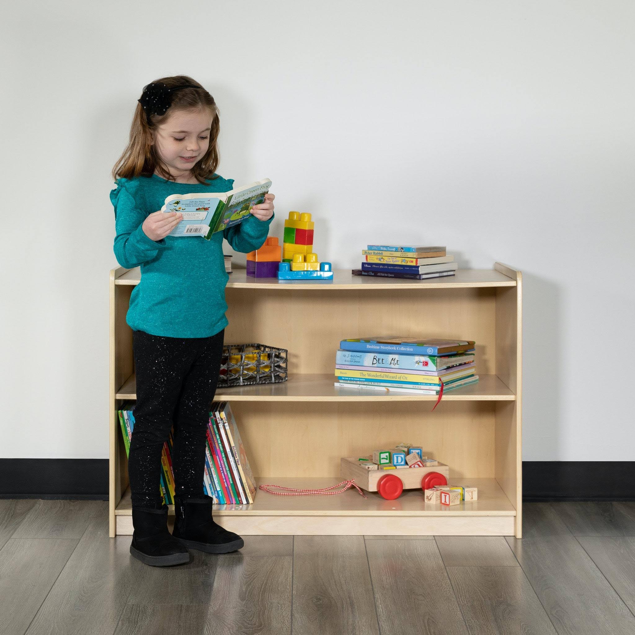 Flash Furniture Wooden 2 Section School Classroom Storage Cabinet for Commercial or Home Use - Safe, Kid Friendly Design - 24x22