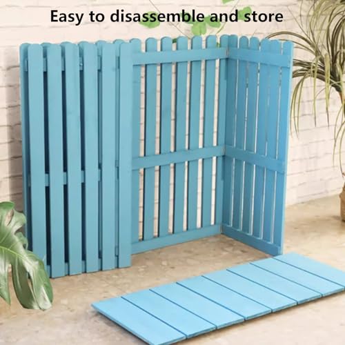 Air Conditioner Fence Screen for Outside, Wood Privacy Screen 4 Panels to Hide AC & Trash Enclosure Shutter Outdoor Unit Protective Cover Flower Stand