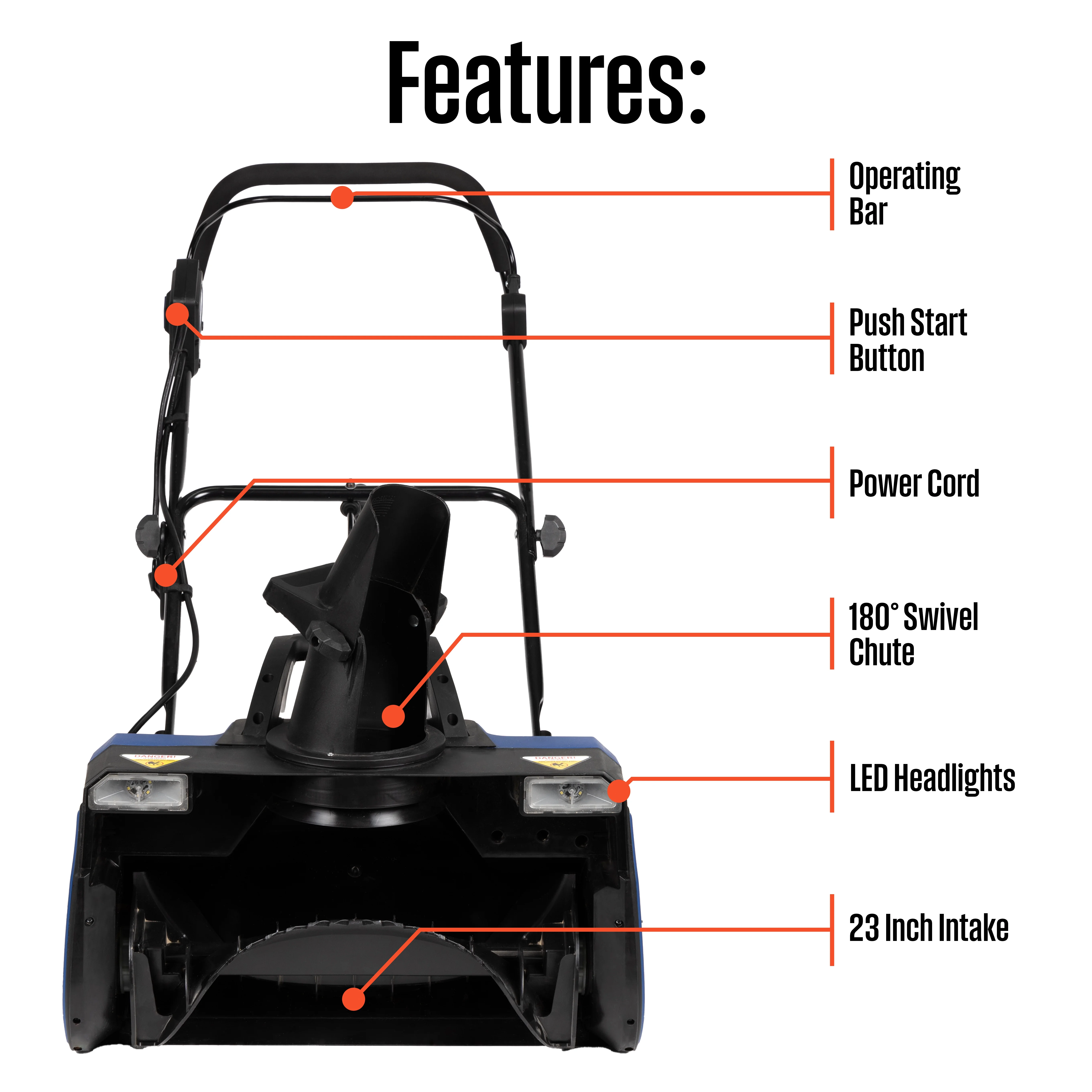 Westinghouse 23" 15A Corded Electric Snow Blower with LED Lights