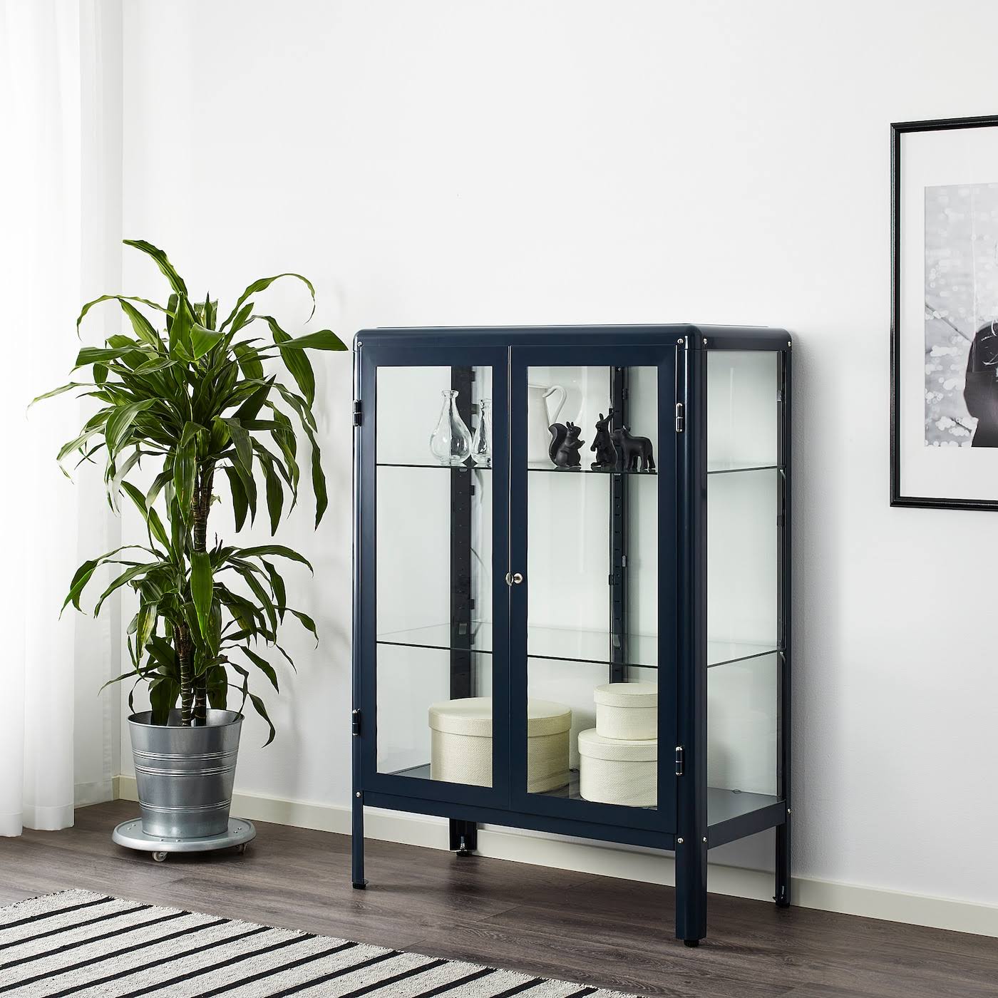 IKEA - FABRIK?R Glass-Door Cabinet, black-blue, 31 7/8x44 1/2