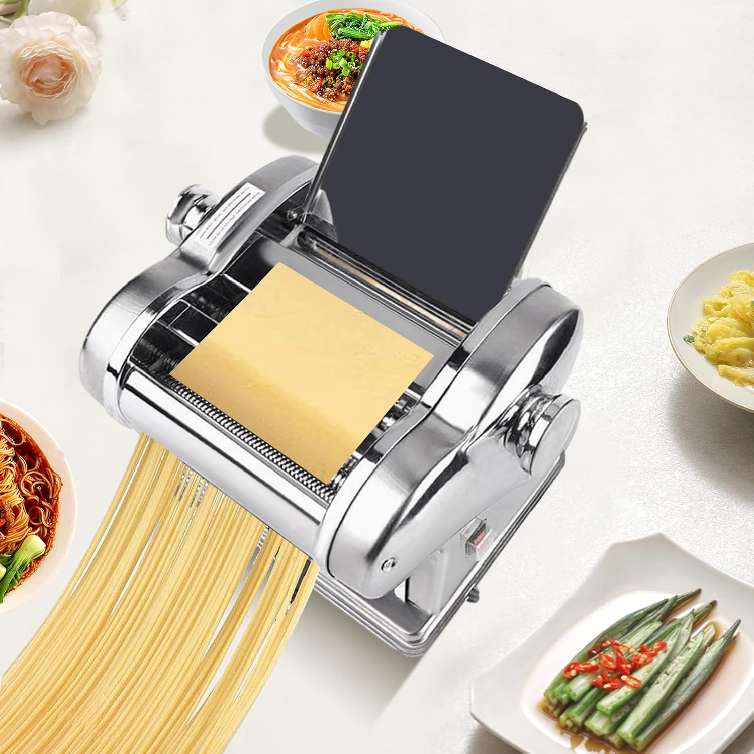 Commercial Electric Dough Roller Sheeter Noodle Pasta Maker Machine Stainless