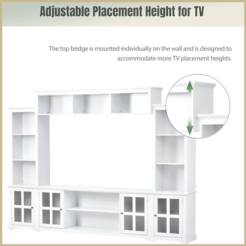 Modern TV Stand for Televisions up to 75 Inchs Minimalism Entertainment Wall Unit with Bridge Multifunctional Media TV Console Table with Large Storage for Living Room, Black