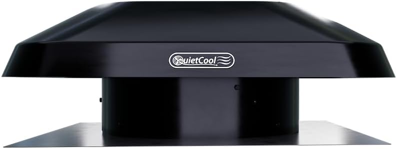 Quietcool AFR PRO-1.3 Roof Mount Attic Fan - 1266 CFM - Adjustable Thermostat - 20ft Power Cord - Plug-and-play - Two Speed