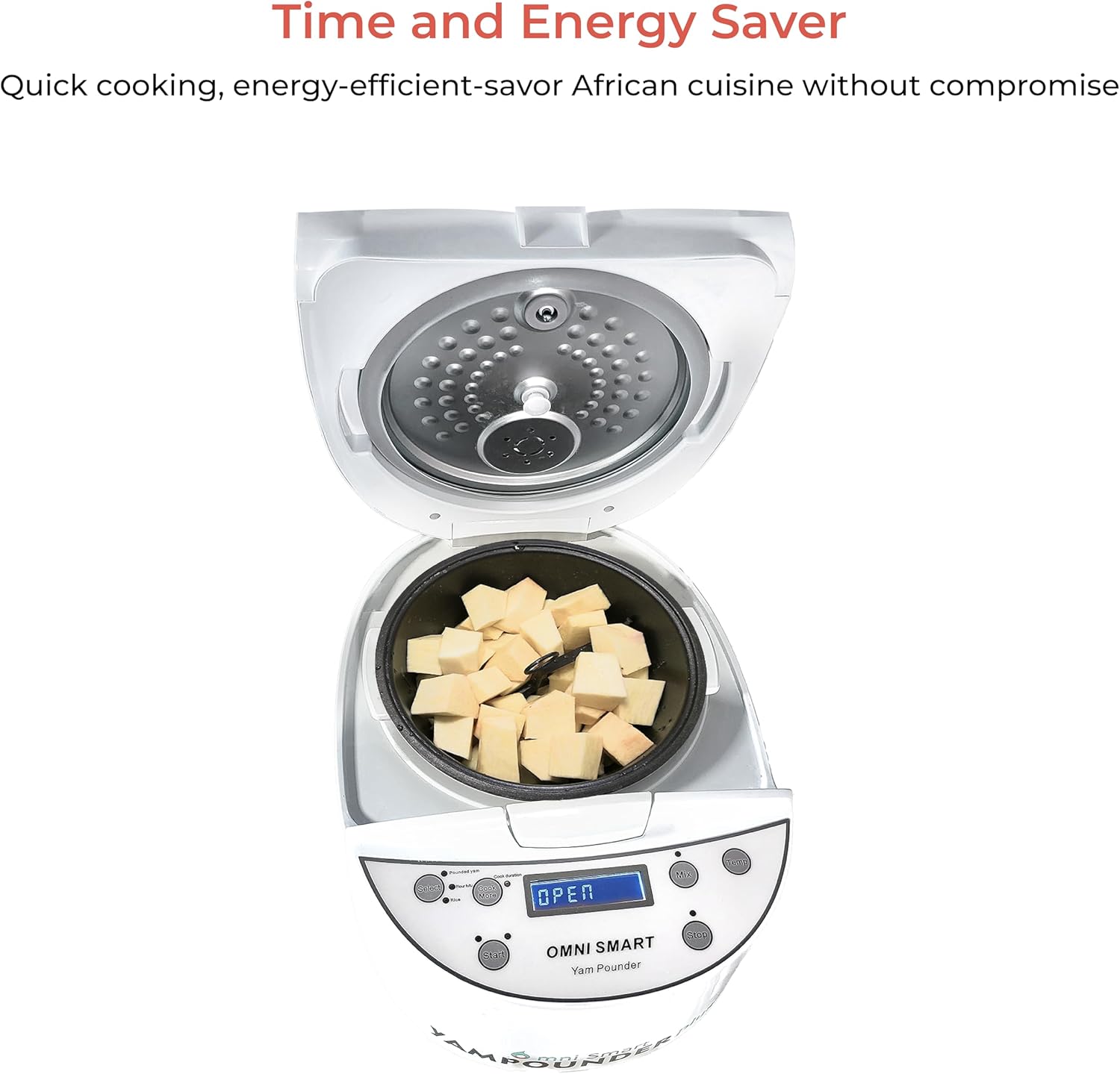 COOK AND POUND YAMPOUNDER Fufu Machine, 3L 700W Electric African Food Cooker to Make Pounded Yam, Poundoo Yam, Plantians, Cocoyams, Amala & Garri