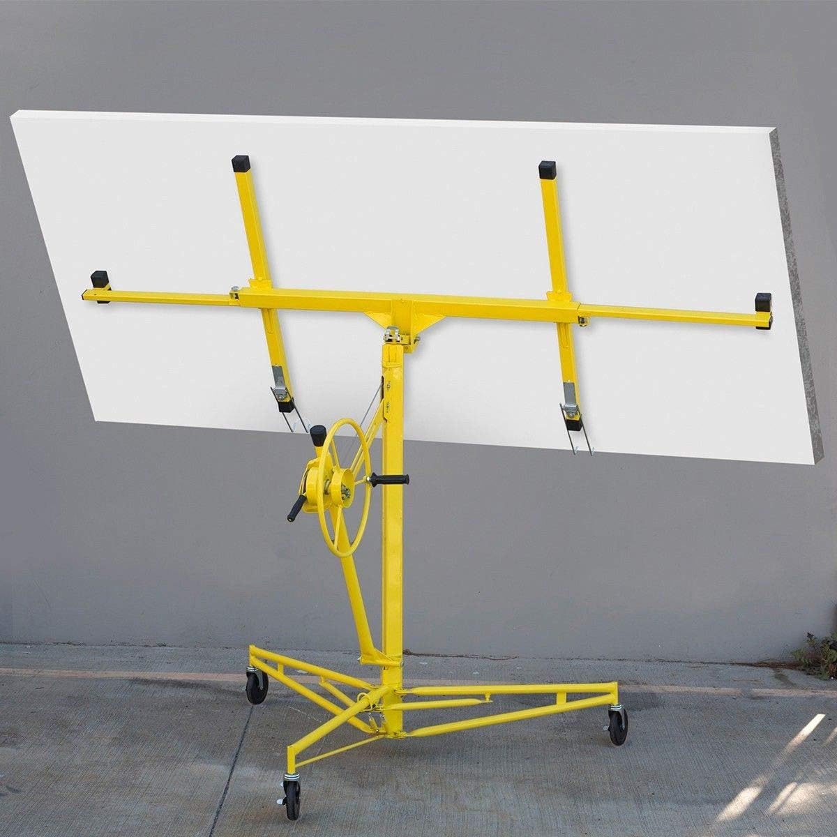 Stark USA Professional Series 16' ft Drywall Rolling Lift Panel Hoist Jack Caster Construction Dry Wall Lifting w/Caster Wheel, Yellow