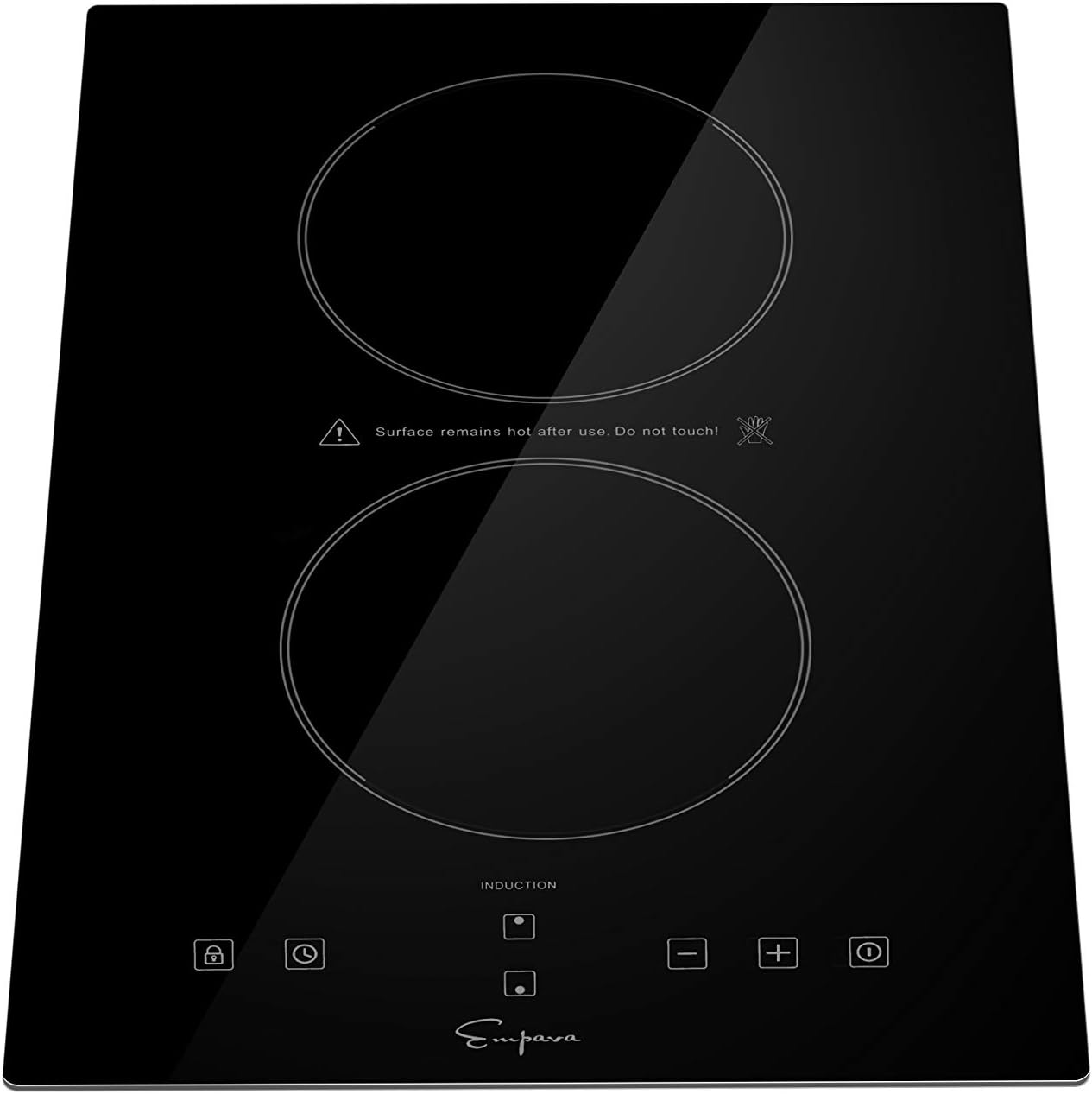 Empava 12 Inch Electric Induction Cooktop Smooth Surface with 2 Burners 120V, 12 Inch, Black