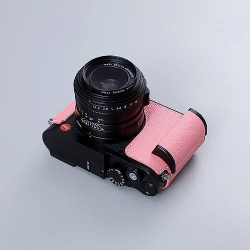 Camera Half Case for Leica Q3,SIUTATDSH Vintage Metal Genuine Leather Camera Protective Cases Stylish Portable Shockproof (BlackC)