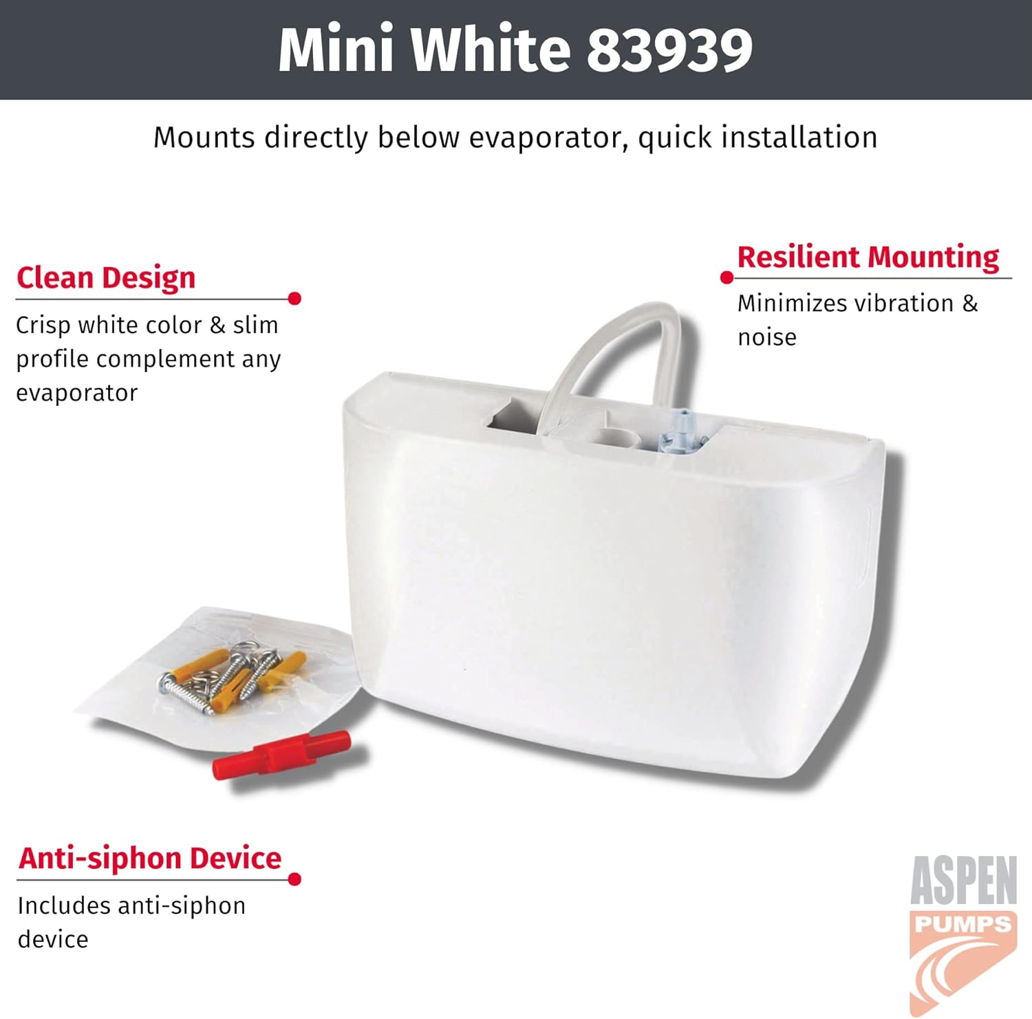 Rectorseal 83939 Aspen Mini 100-250V Condensate Pump, White