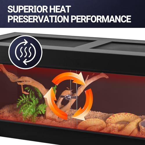 REPTI ZOO 34 Gallon PVC Reptile Terrarium, 24x18x18” Leopard Gecko Tanks with Glass Sliding Door & Top Screen Ventilation, Reptile Enclosure for Bearded Dragon Hermit Crab