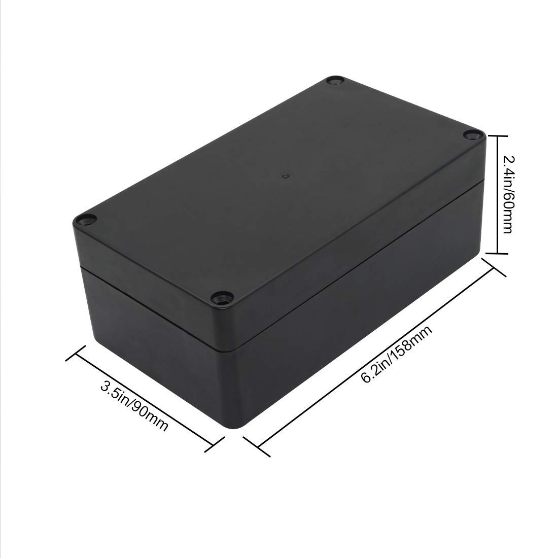 LeMotech ABS Plastic Electrical Project Case Power Junction Box, Project Box Black 10.4" x 7.2" x 3.7" (263 x 182 x 95 mm)(Pack of 1)