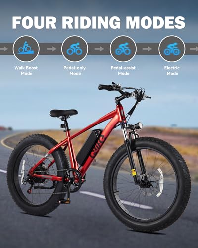 Racer Plus Adult Electric Bicycle, Peak 1000W Motor Electric Bike for Adults, Up to 28MPH 65Miles, 26x4.0 Fat Tire Electric Mountain Bike with 48V 13AH Battery, 7 Speed Front Suspension E Bike