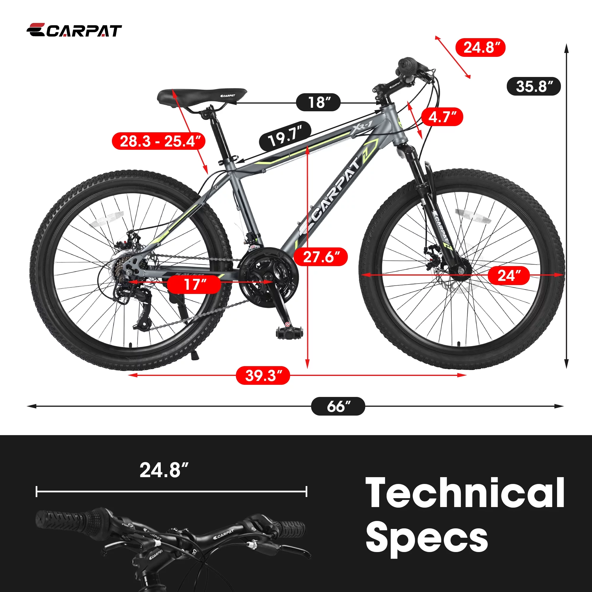 CHAMPIERRE 24 inch Boys Bike, Mountain Bike for Man and Woman, Shimano 21 Speed Bicycle for Boys and Girls,Orange