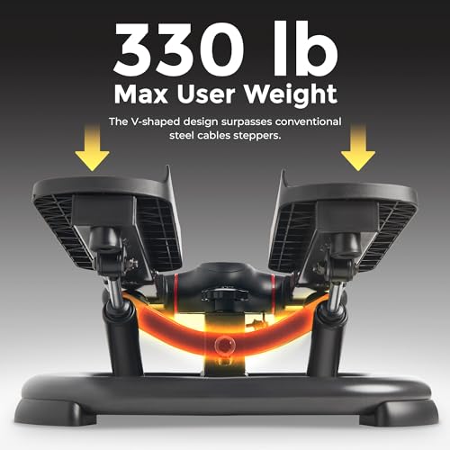 Sunny Health & Fitness 2-in-1 Premium Power Stepper with Resistance Bands, Low-Impact Cardio, Space-Saving, Height-Adjustable, and Optional SunnyFit® App Enhanced Bluetooth Connectivity