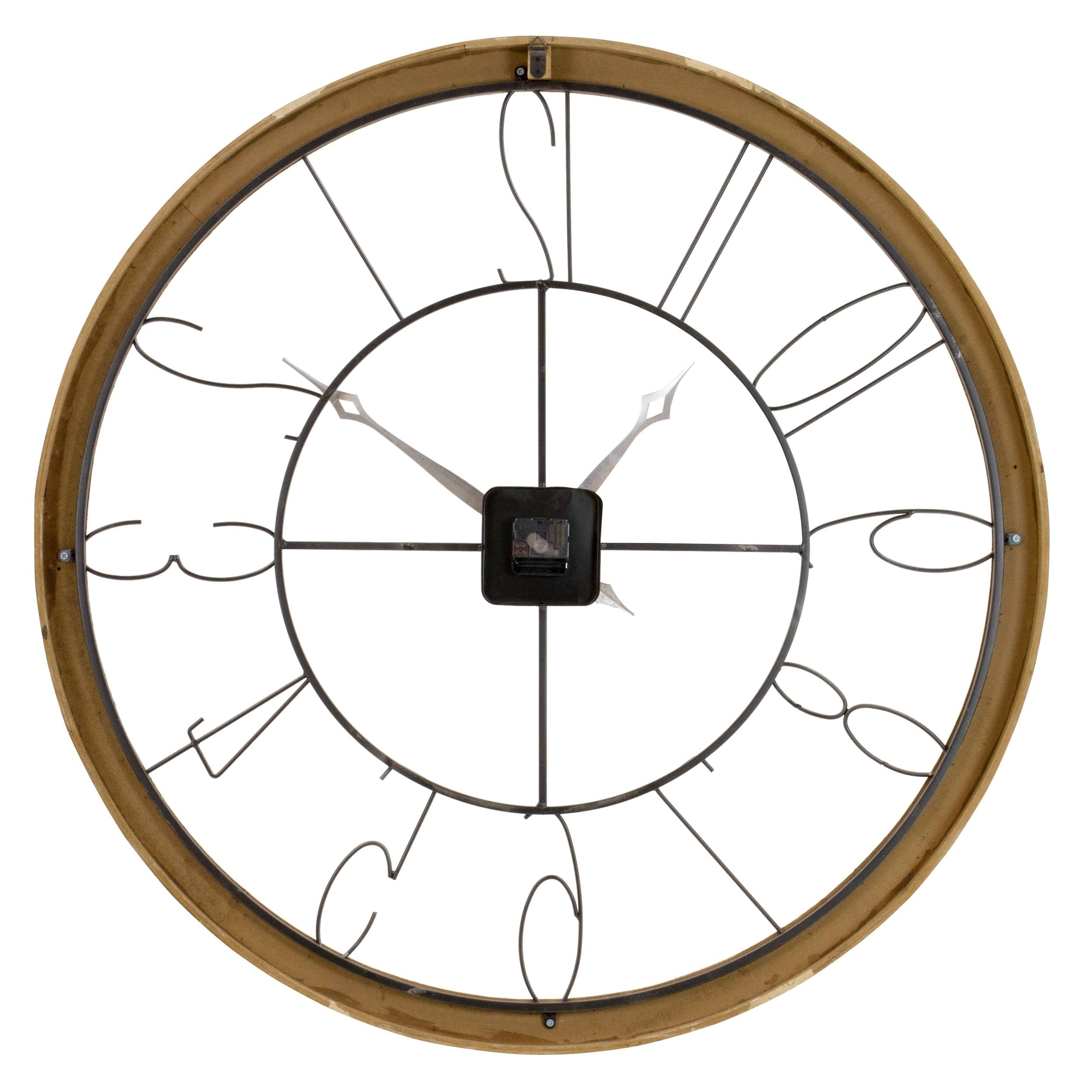 Aspire Home Accents Penelope Large Iron u0026 Wood 39 in. Wall Clock, White