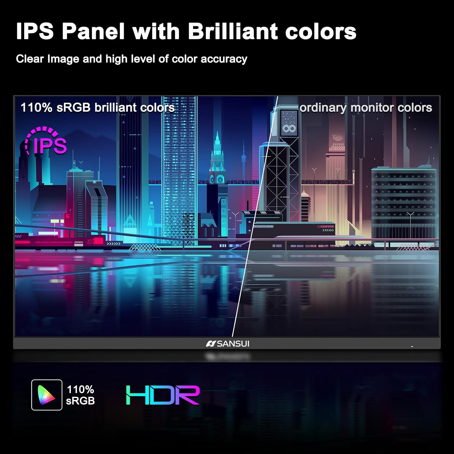 SANSUI Monitor 27 Inch IPS 100Hz Computer Monitor, USB-C FHD HDR Built-in Speakers HDMI DP RTS/FPS Tilt Adjustable VESA Compatible, for Game and Office (ES-27X3 USB-C Cable & HDMI Cable Included)