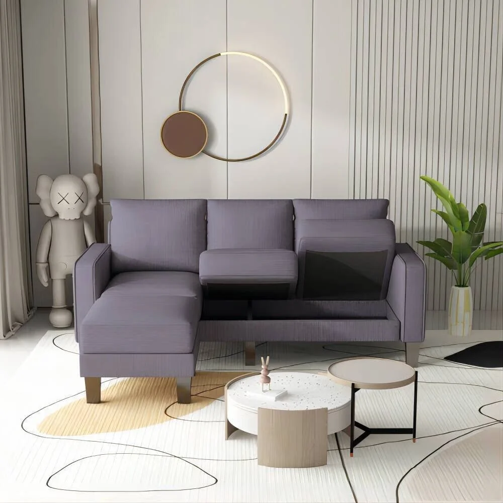 L Shaped Convertible Sectional Sofa for Home, Bedroom Space