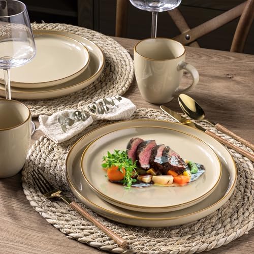 Ceramic Dinnerware Sets for 6, 18 Pieces Stoneware Plates and Bowls Sets, Chip and Scratch Resistant Dishes, Dishwasher & Microwave Safe, Space Blue
