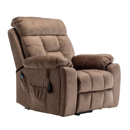Titan Dual Motor Lay Flat Lift Chairs Recliners - Extra Wide Big Man Recliner with Heat & Massage - Hidden Cup Holder - 400 lbs Capacity (Titan 2.0 - Gray - Knitted Plush)